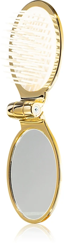 Janeke Gold Line Golden Folding Hair-Brush With Mirror